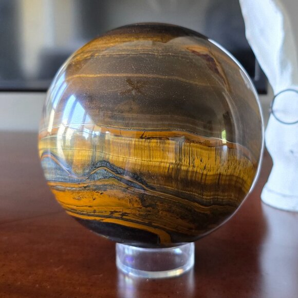 Large Iron Tiger’s Eye Sphere – Strength • Protection • Grounded Confidence - Picture 7 of 9